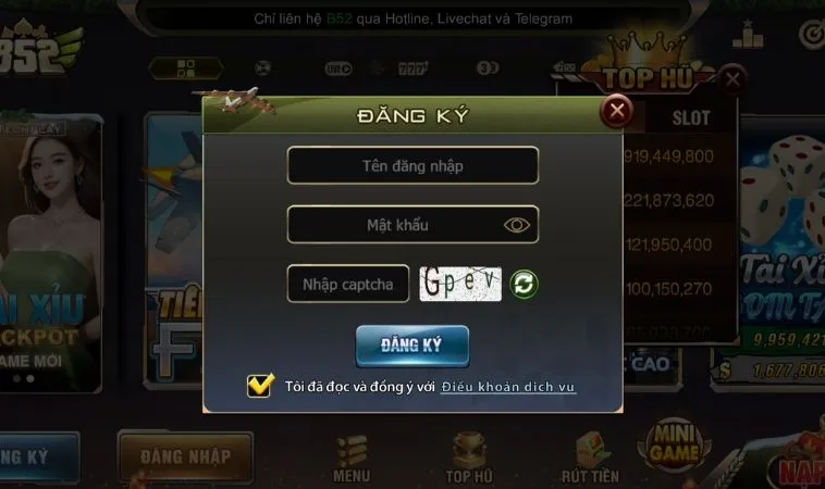 Biểu mẫu Đăng ký B52 Club