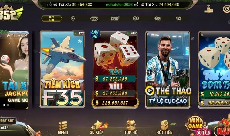 Giao diện trang chủ cổng game B52Club
